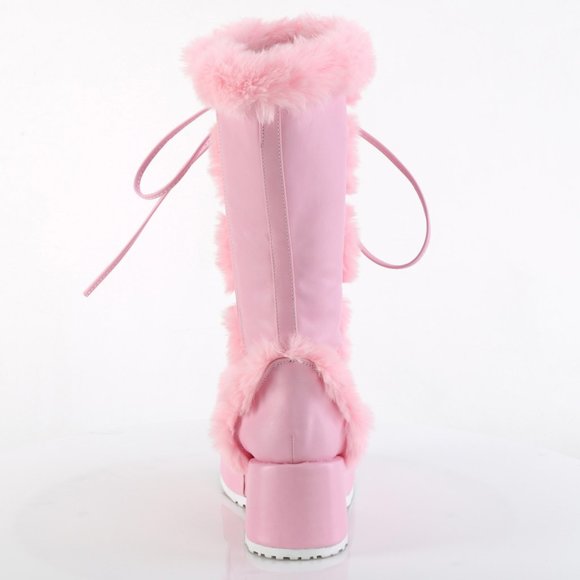 Y2K Platform Faux Fur Trim Lace Up Boots - Picture 4 of 5